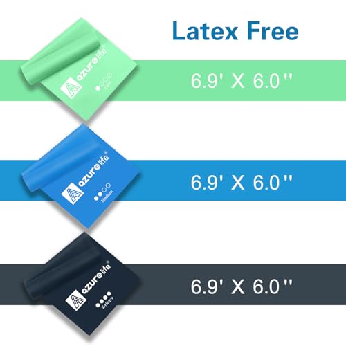 Image of A AZURELIFE Resistance Bands,Professional Long Non-Latex Elastic Stretch Bands,Exercise Bands for Physical Therapy, Yoga, Pilates, Rehab, at-Home or The Gym Workouts, Strength Training