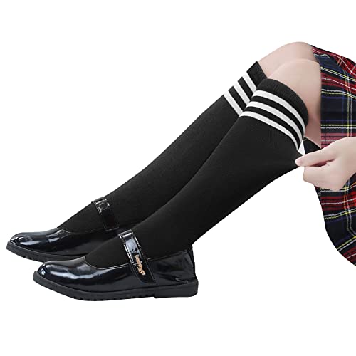 American Trends Kids Knee High Socks Boys Girls School Uniform Dress Socks Toddler Long Tube Seamless Knit Socks 3 Pack2