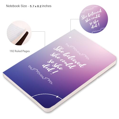 Image of AccuPrints Premium Soft Bound Notebook Diary for Girls and Women (A5,192 Ruled Pages with planner, 80 GSM) (Blue Perfect)