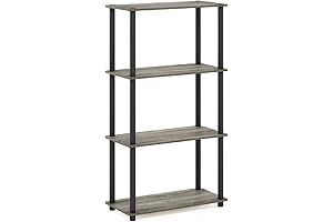 Furinno 4-Tier Display Rack, French Oak Grey/Black