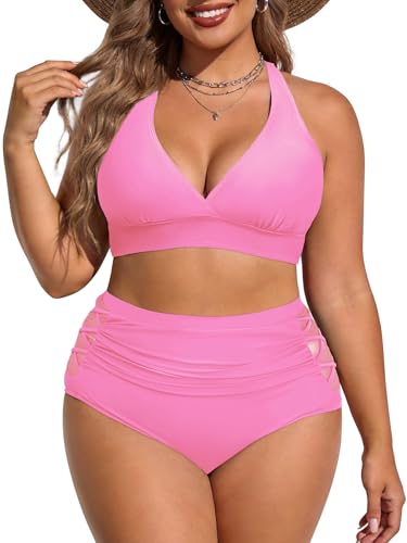 Image of American Trends Womens Plus Size Bikini Set - Tummy Control, High Waisted 2 Piece Swimsuits Bathing Suits