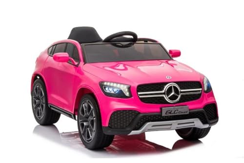 ES-TOYS Kinderfahrzeug - Elektro Auto Mercedes GLC - lizenziert - 12V Akku,2 Motoren+ 2,4Ghz+Ledersitz+Eva-Pink