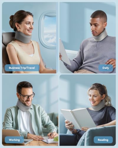 Image of Neck Brace for Sleeping, for Relief Neck Pain and Provide Support Soft Cervical Collar, Neck Support Keep Vertebrae Stable & Aligned Relief of Cervical Spine Pressure (Light Gray Small Size)
