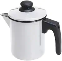Caneca Leiteira Com Bico e Tampa Fervedor Esmaltado Ágata 900ml Branca