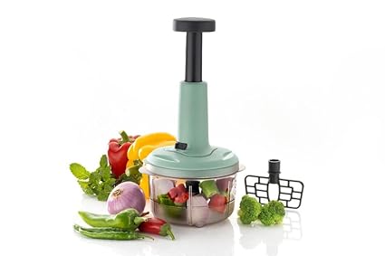YELLOCUT Manual Push Chopper 800ml for Vegetable & Fruit Cutting, Strong ABS Material Pack of 1