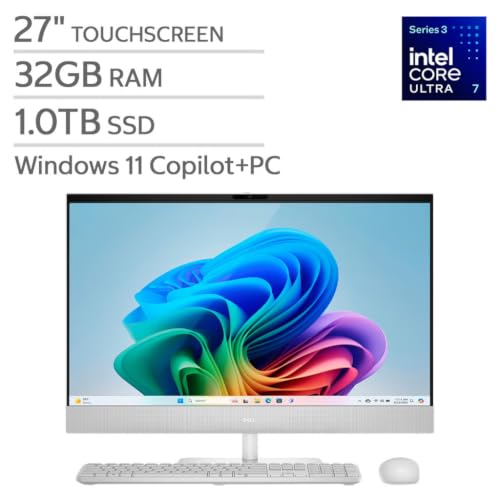 Image of Dell All-in-One 27 inch Desktop Computer, Intel Ultra 7 355 - Copilot+ PC, 27-inch FHD IPS Display Touchscreen, 32GB DDR5 RAM 5600MT /s, 1TB SSD, Windows 11 Pro BT6, Wi-Fi 7 Keyboard & Mouse
