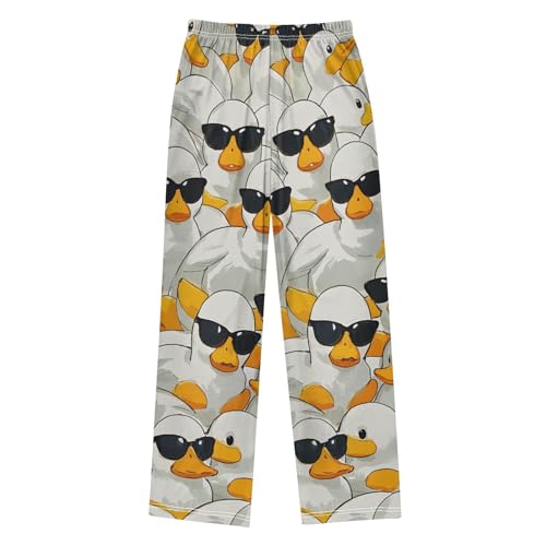 Pajama Pants White Duck Seamless Long Sleep Pants Lounge Bottoms2