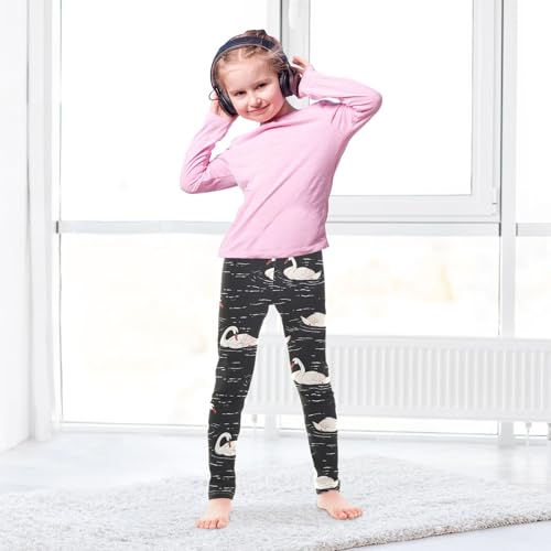 Swan Pond Painting Girls Leggings Athletic Pants Tights Stretch Bottom4