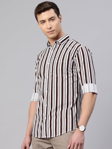 Image of Majestic Man Men's Standard Slim Fit Striped Pure Cotton Casual Shirt