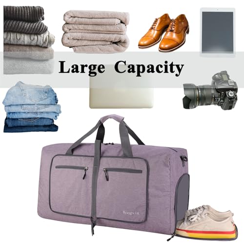 Image of Woogwin Travel Duffel Bag Large Foldable Waterproof Overnight Bag for Beach Swim Bags Pool Sports Gym