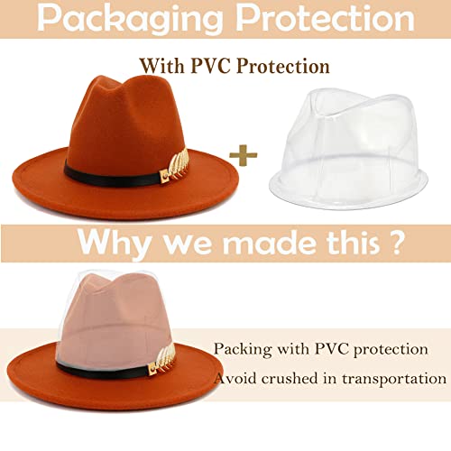 Hudanhuwei Women's Wide Brim Fedora Panama Hat With Metal Belt Buckle (Caramel) #TOP5