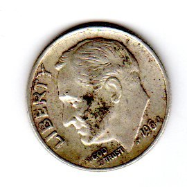 Coins United States. One Single Roosevelt Dime Dated 1964.