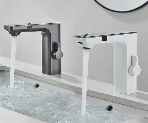 Grifo de lavabo con sensor moderno blanco para baños elegantes y funcionales 3