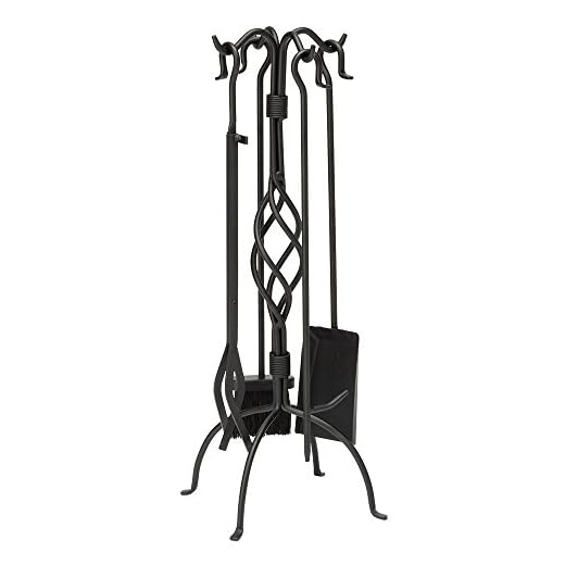 Uniflame, F-1053, 5pc Black Wrought Iron Fireset with Center Weave