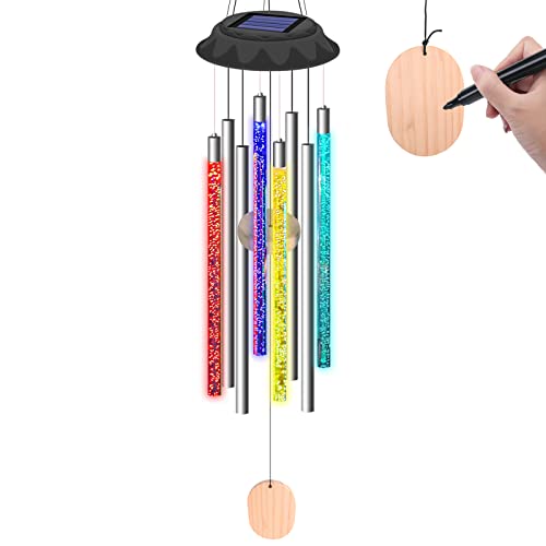 HOSONIC Wind Chimes for Outside Color Changing - Solar Windchimes Outdoor Waterproof Colorful LED Chime Porch Patio Yard Garden Decor, Gifts for Mom Grandma Women