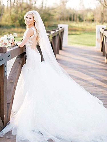 Zoestar Wedding Veil 1 Tier Cathedral Length Veil Bridal Veil with Comb for Women (Ivory)