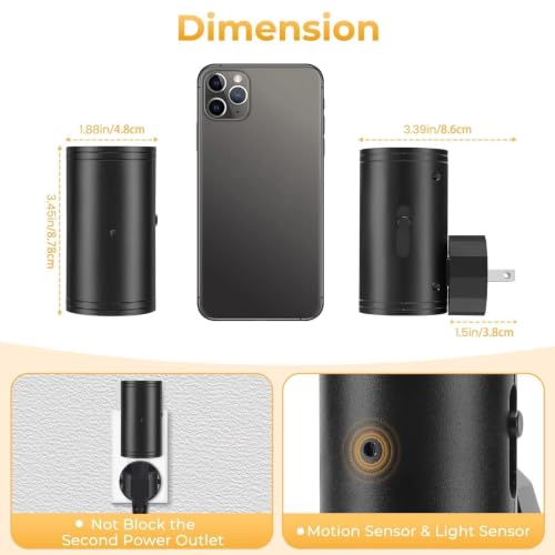 Image of Motion Sensor LED Night Light Plug in,5-300lm Adjustable Brightness,2 Pack | Dusk to Dawn Sensor,Dimmable,Soft White 3000K,for Bedroom,Bathroom,Stairs,Hallway