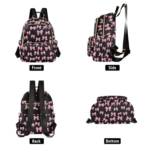 Image of ALAZA Funny Bow Black Women Backpack Purse Ladies Fashion Shoulder Bag Daypack Travel Bag 7.5L