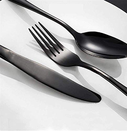Image of aDai Charcoal Black Silverware Set, Satin Finish | 16-Piece Stainless Steel Flatware Set | Dishwasher Safe Kitchen Cutlery for Home, Restaurant & Gifting