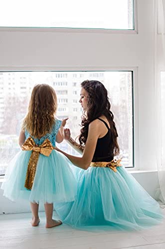 matching outfits with sequin gold bow 