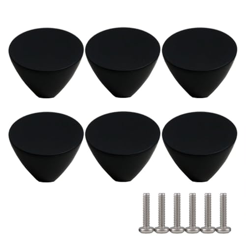 RSWZSFL 6 Piezas Pomos Redondos para Cajones Pomos Colores para Muebles Pomo para Puertas Tiradores para Gabinete Tirador para Armario con Tornillos para Aparador (Black)