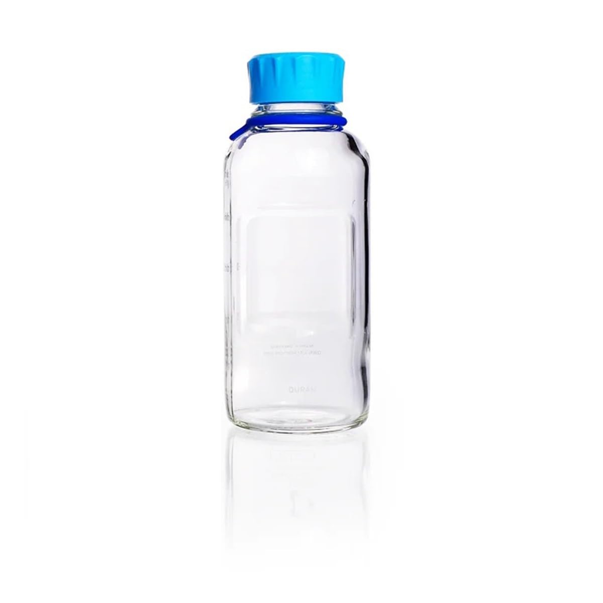 Laborgeräte und -ausrüstung 45 Laborflasche (klar) mit Schraubverschluss und Ausgießring (PP, cyan) mit 168-1 Gewinde graduiert(218813653)