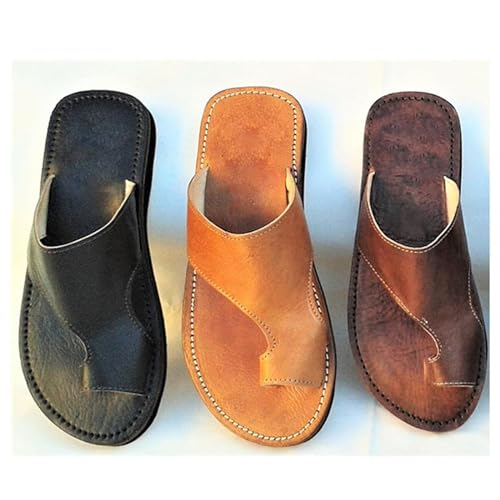 Men's Plus Size Summer Casual Ring Toe Bunion Slippers, Slip-On Flip Flopsslippers, Front and Rear Hollow Fish Mouth Square Head Outdoor Sandals, for Plantar Fasciitis Orthopedaic4