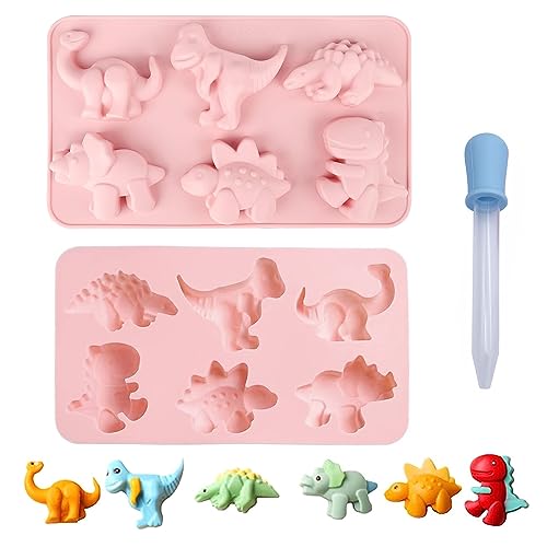 Socluer 2 stampi in silicone a forma di dinosauro, per cioccolatini