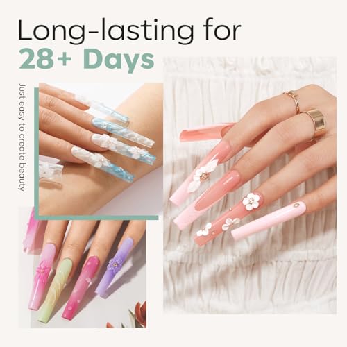 Image of Modelones Long Square Nail Tips 3xxxl Straight Pre-shaped Soft Gel Fake Kit | Acrylic Clear Full Cover Press on Extension Kit Gel Manicure DIY at Home 216PCS 12Sizes