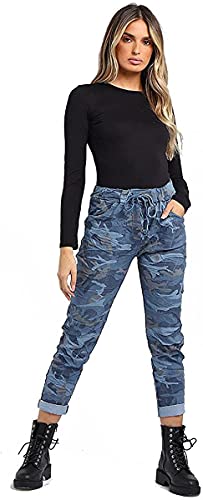 Womens Italian Magic Pants Elastic Waist Trousers with Side Pockets Drawstring US 4-183