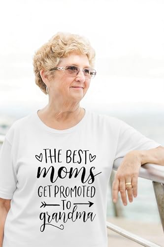 Image of Women Best Moms Shirt Get Promoted to Grandma T Shirt Grandmother Gift Shirt Short Sleeve Casual Tee Top