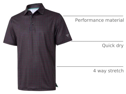 Image of Golf Shirts for Men Dry Fit Short Sleeve Print Performance Moisture Wicking Polo Shirt