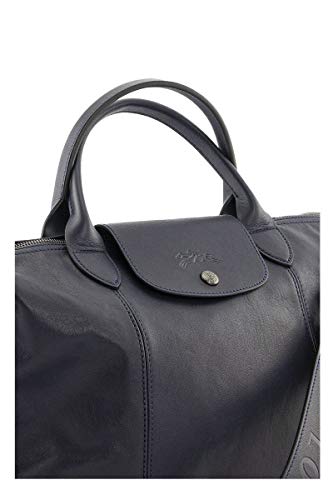 Longchamp 'Medium Cuir Leather Top Handle Tote Shoulder Bag, Navy #TOP4