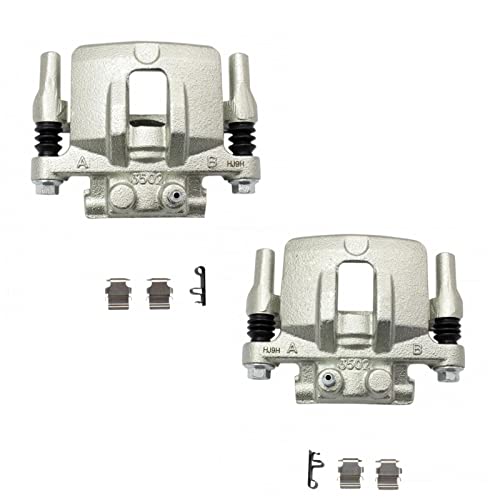 Image of TRQ Rear Brake Caliper Set Caliper Brackets Hardware Compatible with 07-16 Jeep Compass with 262mm Diameter Rear Rotors 07-16 Patriot 262mm Diameter Rotors 17 Compass Brake Code BRF