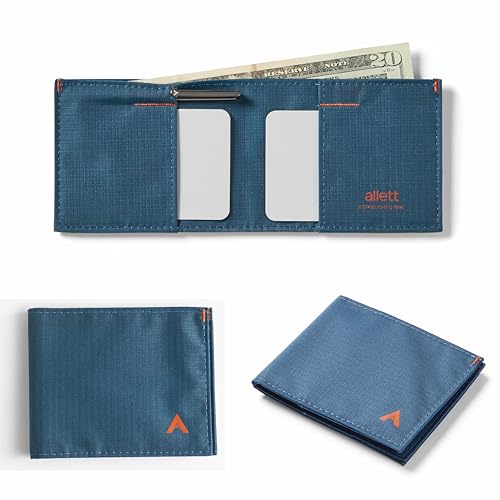 Allett Sport Wallet, Indigo Blue | Nylon, RFID Blocking, Bifold, Slim, Minimalistic, Front Pocket | Holds 2-10+ Cards | for Men & Women