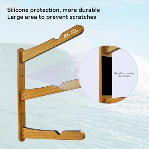TWO STONES Surfboard Rack for Wall | Surfboard Wall Mount | Surfboard Wall Rack | Paddle Board Wall Rack | Surf board Wall Mounts | Surf Rack for Board Storage (3-Layers) by TWO STONES - Image 6