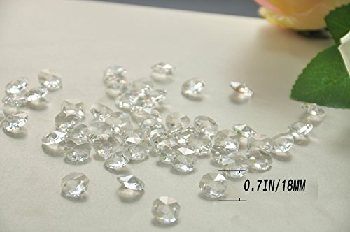 H&D 50Pcs 18Mm Clear Crystal 2 Hole Octagon Beads Glass Chandelier Prisms Lamp Hanging Parts #TOP7