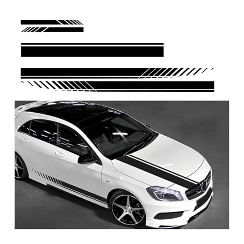 JNNJ 5 Pièces Autocollant De Bande De Capot De Voiture, Modifié Decal Décoration pour Voitures SUV Véhicules, Universels Auto Racing Body Side Stripe Decal pour...