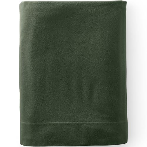 Lands' End 5oz Flannel Solid Flat Sheet Fresh Evergreen Queen