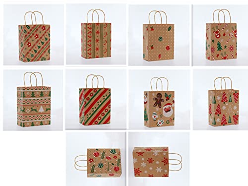 10pcs Bolsas de Fiesta de Navidad,Bolsas Regalo Papel con Asas, Bolsas de Compras Navideñas Bolsas para Envolver, Decoraciones para Fiestas Navideñas 23 * 18.5 * 8.5cm Cover