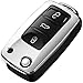 Produktbild COVELL für VW Autoschlüssel Hülle, für Skoda Seat Volkswagen 3-Tasten Jetta MK1-MK6 Polo r/GTI Golf/Rabbit/MK5 Beetle GLS Tiguan Weiches TPU Schutzhülle Smart Remote Keyless Steuerschlüssel Silber