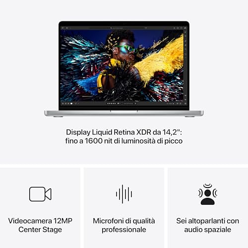 2024 MacBook Pro Portatile con chip M4, CPU 10 core e GPU 10 core: display Liquid Retina XDR 14,2", 24GB di memoria unificata, 1TB di archiviazione SSD; color Argento - Notebook - Immagine 4