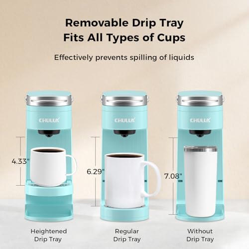 Image of CHULUX Slim Single Serve Coffee Maker, Lightweight Pod Coffee Machine, Cyan