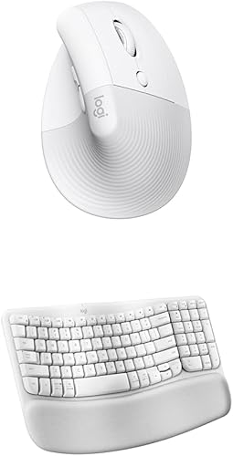 Logitech Wave Keys Wireless Ergonomic Keyboard with Cushioned Palm Rest for Multi-OS,WindowsMac + Lift Vertical Ergonomic Mouse,Wireless Bluetooth