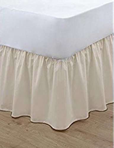 Gold Star Bedding Luxury Plain Dyed Polycotton Frilled Base Valance Sheets (Cream, Single)