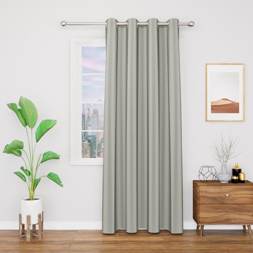 Image of 80% Blackout Door Curtain with Tie Back 7 feet 1 Pcs| Room Darkening, Thermal Insulated, Noise Reducing Heavy Polyester Solid Curtain (Cement Colour)