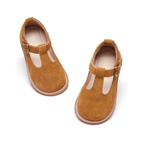 Kiderence Toddler Little Girls Mary Jane Dress Shoes School Oxford for Girls Brown Flats Size 8M Cover