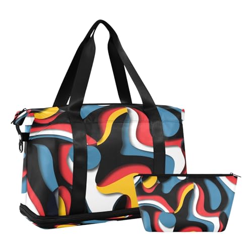 STAYTOP Colorful Colors Gym Bag for Women & Men,Waterproof Sports Travel Duffel Bag, Weekender Overnight Bag with Wet Pocket for Travel, Gym, Yoga,Swimming