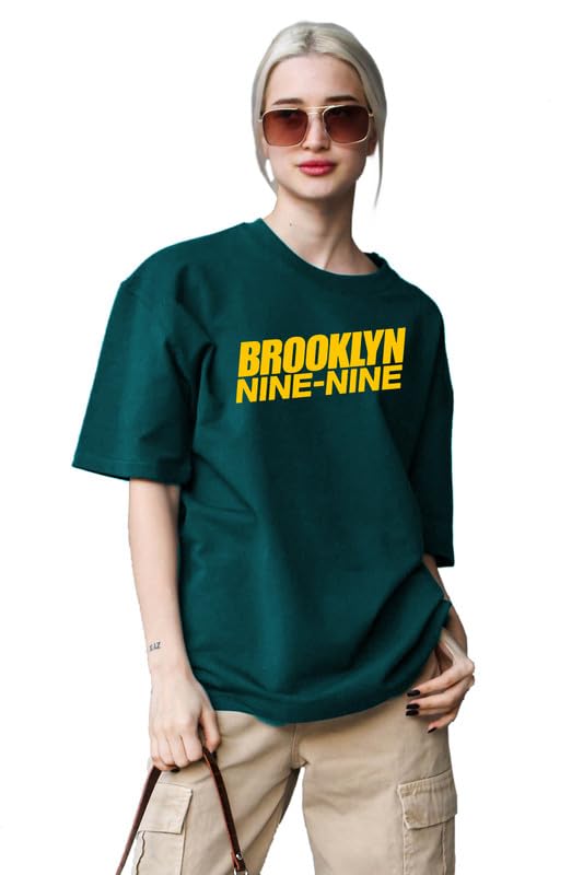 the duffers Duffers Women Brooklyn Nine-Nine Oversized Cotton Boyfriend T-Shirt - Round Neck, Half Sleeve, Loose Fit-picture-3