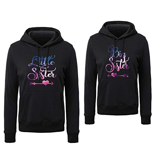 Best Friends Pullover Beste Freunde Sweatshirt für Mädchen Schwarz Weiß Sister Hoodie Pulli 1 stück, Sky-Schwarz-Little, XL Cover